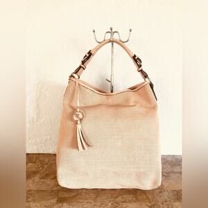 Varriale Pink Perforated diamond cut leather Hobo pink purse/shoulder bag